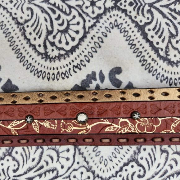 Fossil Leather Belt Embossed Studded Braided Country CowGirl Size Small - Picture 4 of 10